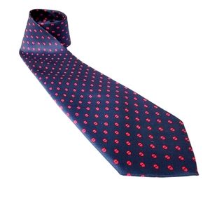 Marcello Vintage Italian Navy Blue and Red Necktie